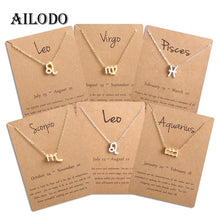 Load image into Gallery viewer, Ailodo Men Women 12 Horoscope Zodiac Sign Gold Pendant Necklace Aries Leo 12 Constellations Jewelry Kids Christmas Gifts 19NOV91