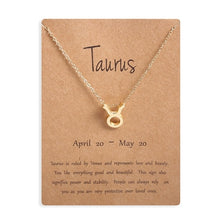 Load image into Gallery viewer, Ailodo Men Women 12 Horoscope Zodiac Sign Gold Pendant Necklace Aries Leo 12 Constellations Jewelry Kids Christmas Gifts 19NOV91