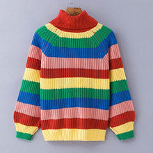 Load image into Gallery viewer, Simenual Rainbow turtleneck sweaters women winter 2018 jumpers knitted clothes fashion striped oversized pullover female sale