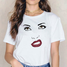 Load image into Gallery viewer, 2020 New Shirts Women Princess Makeup Art Pink Eyelashes Print Vogue Top Female T-shirt Summer Harajuku Streetwear Short Clothes