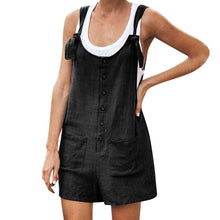 Load image into Gallery viewer, Women Rompers Summer Casual Loose Sleeveless Jumpsuit Solid Button Pocket Suspenders Bib Short Pants Wide Leg Playsuits Overalls