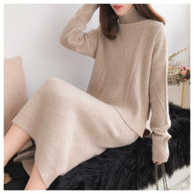 Load image into Gallery viewer, New Woman Winter Knitted Suits Casual Female Two-pieces Set Solid Turtleneck Loose Sweater + Vest Dress Suit for Lady Warm