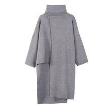 Load image into Gallery viewer, [EAM] 2020 New Spring Autumn High Collar Long Sleeve Black Irregular Stitch Big Size Long Knitting Sweater Women Fashion JL734
