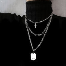 Load image into Gallery viewer, AOMU 2020 Fashion Multilayer Hip Hop Long Chain Necklace For Women Men Jewelry Gifts Key Cross Pendant Necklace Accessories
