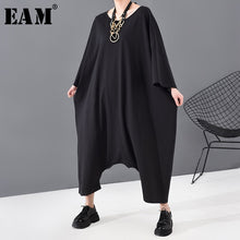 Load image into Gallery viewer, [EAM] Loose Fit Women  Black Oversized Long Jumpsuit New High Waist Pocket Stitch Pants Fashion Tide Spring Autumn 2020 JU79301
