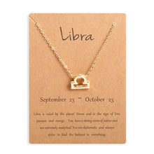Load image into Gallery viewer, Ailodo Men Women 12 Horoscope Zodiac Sign Gold Pendant Necklace Aries Leo 12 Constellations Jewelry Kids Christmas Gifts 19NOV91
