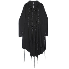 Load image into Gallery viewer, [EAM] Women Black Ribbon Asymmetrical Long Trench New Lapel Long Sleeve Loose Fit Windbreaker Fashion Tide Spring 2020 1T698
