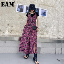 Load image into Gallery viewer, [EAM] Loose Fit Women Pattern Printed Long Wide Leg Strapless Jumpsuit New High Waist Pants Fashion Spring Summer 2020 1U719
