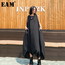 Load image into Gallery viewer, [EAM] Loose Fit Women Black Leisure Long Wide Leg Jumpsuit New High Waist Pocket Stitch  Pants Fashion Spring Autumn 2020 1U552
