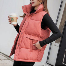 Load image into Gallery viewer, Brieuces Women's Korean Style Solid Sleeveless Winter Keep Warm Winter Vest Coat Single Women Breasted Loose Thick Fashion Vest
