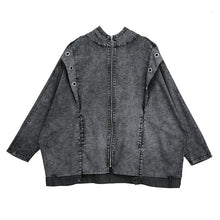 Load image into Gallery viewer, [EAM] Loose Fit Black Denim Split Joint Big Size Jacket New Hooded Long Sleeve Women Coat Fashion Tide Spring 2020 1R641
