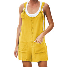 Load image into Gallery viewer, Women Rompers Summer Casual Loose Sleeveless Jumpsuit Solid Button Pocket Suspenders Bib Short Pants Wide Leg Playsuits Overalls
