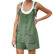 Load image into Gallery viewer, Women Rompers Summer Casual Loose Sleeveless Jumpsuit Solid Button Pocket Suspenders Bib Short Pants Wide Leg Playsuits Overalls
