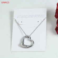 Load image into Gallery viewer, Fashion  Women Men Silver Color Gold Stainless Steel Hollow Heart Lock Key Round UNO 50 Jewelry Neckalce
