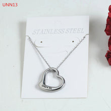 Load image into Gallery viewer, Fashion  Women Men Silver Color Gold Stainless Steel Hollow Heart Lock Key Round UNO 50 Jewelry Neckalce

