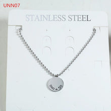 Load image into Gallery viewer, Fashion  Women Men Silver Color Gold Stainless Steel Hollow Heart Lock Key Round UNO 50 Jewelry Neckalce
