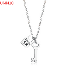 Load image into Gallery viewer, Fashion  Women Men Silver Color Gold Stainless Steel Hollow Heart Lock Key Round UNO 50 Jewelry Neckalce
