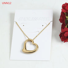 Load image into Gallery viewer, Fashion  Women Men Silver Color Gold Stainless Steel Hollow Heart Lock Key Round UNO 50 Jewelry Neckalce
