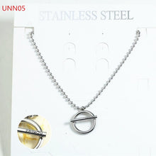 Load image into Gallery viewer, Fashion  Women Men Silver Color Gold Stainless Steel Hollow Heart Lock Key Round UNO 50 Jewelry Neckalce
