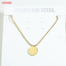 Load image into Gallery viewer, Fashion  Women Men Silver Color Gold Stainless Steel Hollow Heart Lock Key Round UNO 50 Jewelry Neckalce
