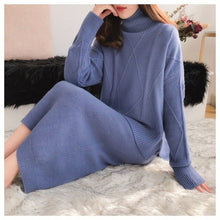 Load image into Gallery viewer, New Woman Winter Knitted Suits Casual Female Two-pieces Set Solid Turtleneck Loose Sweater + Vest Dress Suit for Lady Warm
